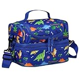 Chase Chic Bolsa de Almuerzo de Dinosaurio, Bolsa Termica Porta Alimentos Infantil en Compartimento Doble para Niños Escuela con Correa de Hombro Ajustable Desmontable, Picnic Comida para Viaje