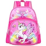 Czemo Mochila Niña, Unicornio Mochilas Escolares,Mochila Infantil Ajustar con Bolsillos Laterales y Correa en Pecho Rosa,Gran Capacidad impermeable Mochila,Regalos para Niñas Niños y, Rosa