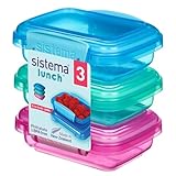 Sistema Lunch recipientes para guardar alimentos | Tarrinas pequeñas para aperitivos | Sin BPA | Colores variados | 3 unidades x 200 ml