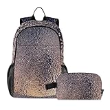 Mochila gris con textura de vidrio esmerilado con fiambrera, mochila escolar para niños con bolsa de almuerzo para niñas de 8 a 10 años