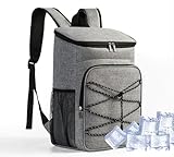 Mochila Nevera Isótermica-Bolsa de Picnic 23L, Grande Nevera de Playa Termica-Impermeable a Prueba de Fugas, Maleta Amplia,Cooler Portatil, Hielera, Gris.