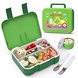 Lehoo Castle Fiambrera para Niños, Fiambrera Infantil Chico, 1250ml Fiambrera Bento Box, con Tenedor y Cuchara, Fiambrera Infantil con 5 Compartimentos(Excavador)