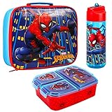 Zawadi Global Spiderman - Fiambrera para niños - Bolsa de almuerzo aislada, lonchera multicompartimento y botella de agua de 540 ml, juego de comida para viajes escolares, sin BPA