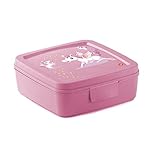 Snips Porta Bocadillos, Fiambrera para Niña con Unicornio, Recipiente para Comida, Color Rosa, Contenedor para Alimentos 14, 5x 14.5x 5.5 cm, Made in Italy, 0% libre de BPA y ftalatos