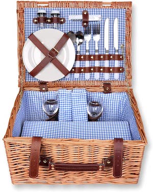 Schramm cesta de picnic de madera para 2 personas