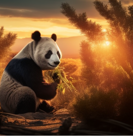 Panda comiendo Bambu alimento y material sostenible